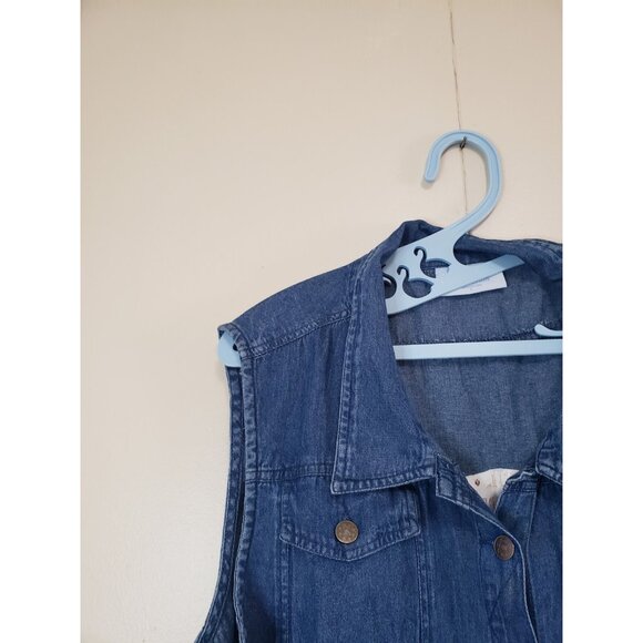 Skyline Collection Women L Denim Embroidered Vest Cotton I Am Beautiful Strong - Picture 6 of 7